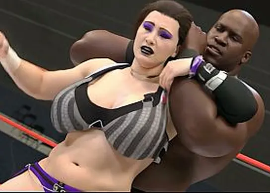 Watch this big-breasted babe humiliate her wrestler in a 3D interracial scene XXX Video