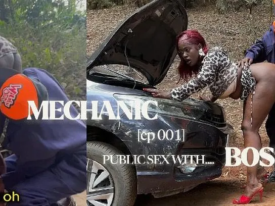 Watch how mombasapornstar gets her big ass drilled by a lucky mechanic in public XXX Video