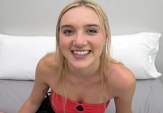 This blonde teen is adorable and brand new to porn XXX Video